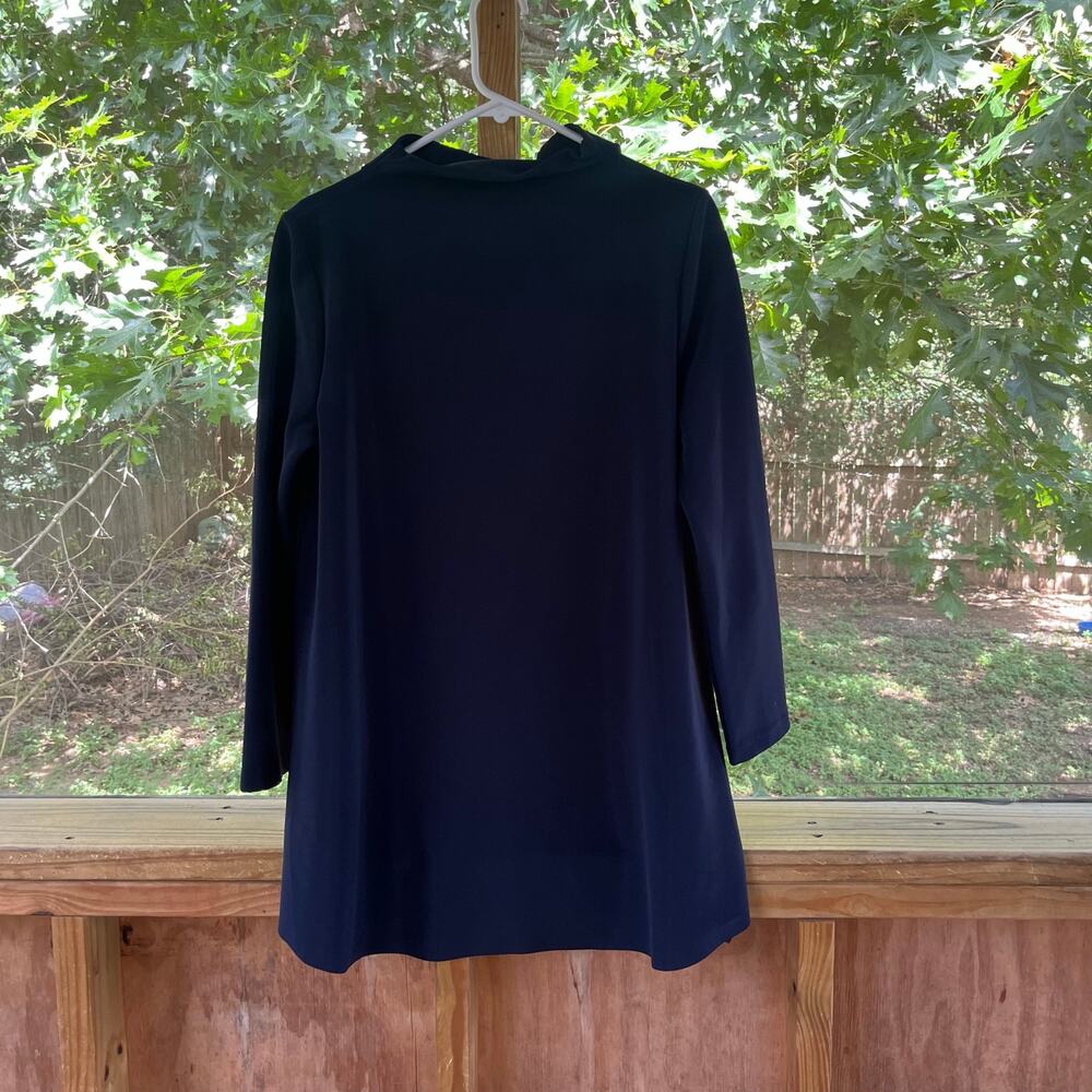 COS Women's Navy Twist Collar High Neck Tunic Top Size L - Picture 2 of 6